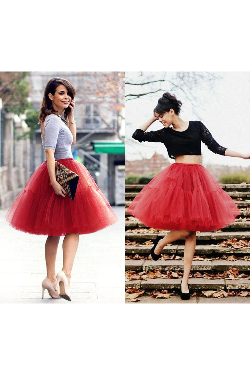 Multi-layer Tulle Tutu Skirts Fuchsia 6 Layers Fluffy Petticoat Underskirt Princess Ball Gown Women Halloween Party Skirt