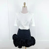 CM.YAYA 2024 Spring/Summer A-Line Women Skirt Satin Ruffles 3D Floral Decorations Night Club Party Hip-Wrapped Short Skirts
