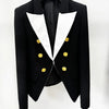 2024 New Blocked Metal Rose Button Slim Black Suit Jacket Festival Outfit Women Party Business Blazer