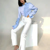Zadily 2025 Summer Korean Style Long Sleeve White Shirt Women Sexy Button Ladies Crop Tops Blouse Street New In Female Clothing