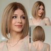 Brown Blonde Mixed Ombre Human Hair Lace Front Wigs Short Wavy Bob Hair Glolden Blonde Remy Human Hair Wig for White Women Daily
