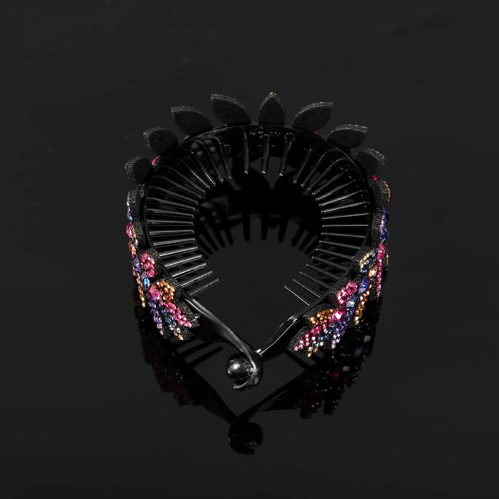 Fashion Crystal Rhinestone Hairpin Bun Hair Claw Clips Ponytail Buckle Flower Hair Clip Wedding Barrettes Valentine's Day Gift