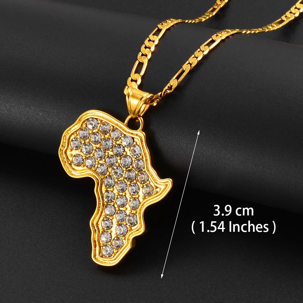 Anniyo Africa Map Pendant Necklace Women Men Silver Color/Gold Color Ethiopian Jewelry Wholesale African Hiphop Item @132106