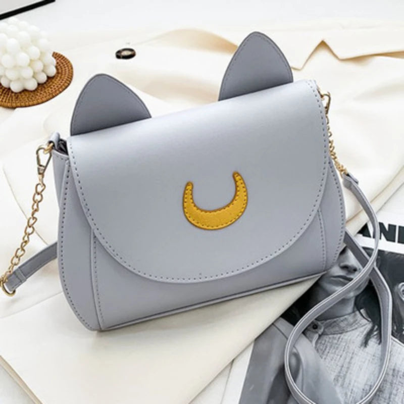 Summer Sailor Moon Ladies Handbag Black Luna Cat Shape Chain Shoulder Bag PU Leather Women Messenger Crossbody Small Bag Purses