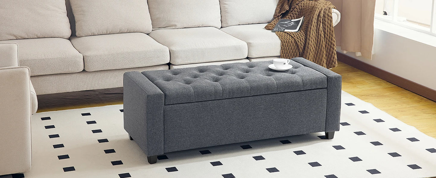 Redlife 47,8'' Aufbewahrungs-Ottomane, klappbare Aufbewahrungsbank mit aufklappbarem Deckel und sicheren Scharnieren für Wohnzimmer, Schlafzimmer, Eingangsbereich