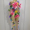 2025Sparkly Rhinestones 3D Flower Nude Mesh Transparent Jumpsut Women Evening Party Birthday Nightclub Performance Stage Costume