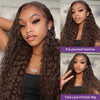 300 Density Chocolate Brown Deep Wave Lace Front Human Hair Wig 40Inch Color Hd Lace Frontal Wig For Women 13x6 Water Curly Wigs