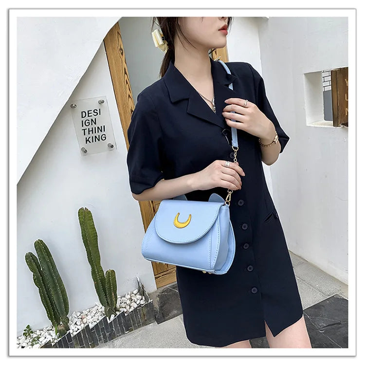 Summer Sailor Moon Ladies Handbag Black Luna Cat Shape Chain Shoulder Bag PU Leather Women Messenger Crossbody Small Bag Purses