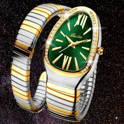 Klassische Schlangenform Uhr für Frauen Gold Silber Skalierbares Armband Damenuhren Bling Diamanten Quarz Damenarmbanduhr