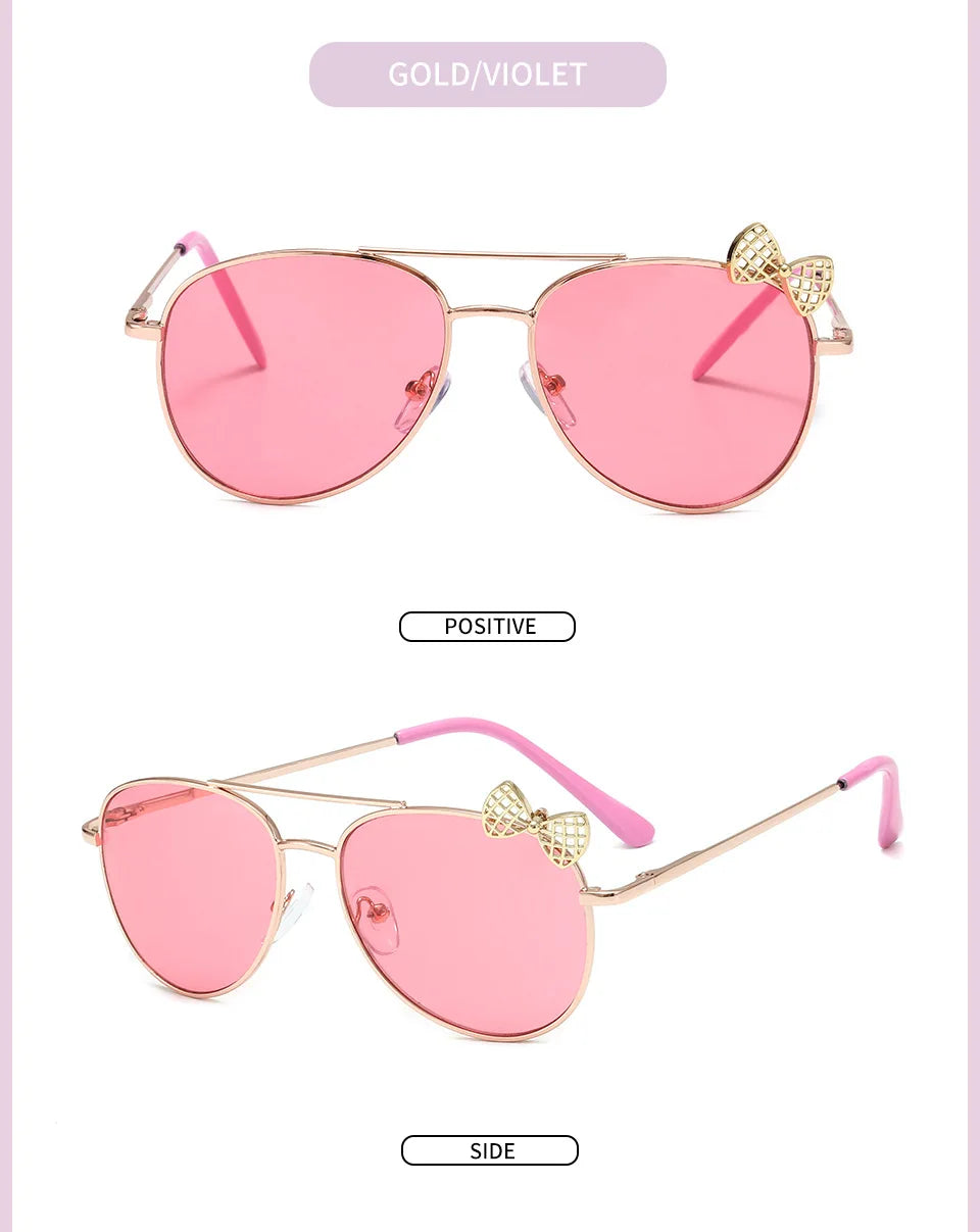 Kids Cute Sunglasses Metal Frame Children Sun Glasses Fashion Girls Outdoor Cycling Goggles Party Eyewear Photography Supplies