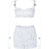 Dulzura Women'S 2 Piece Pleats Shorts Set Sleeveless Strappy Crop Tops And Sexy Shorts Matching Set Party Club
