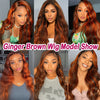 Ginger Brown Highlight Body Wave Lace Frontal Wigs Colored Human Hair Glueless Ombre Ginger Orange HD 13x4 Lace Front Lace Wig