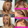 Highlight Perücken Echthaar Straight Bob Perücke 4/27 Ombre 13x4 Lace Front Echthaar Perücke 100% Remy Haar vorgezupft Transparente Spitze