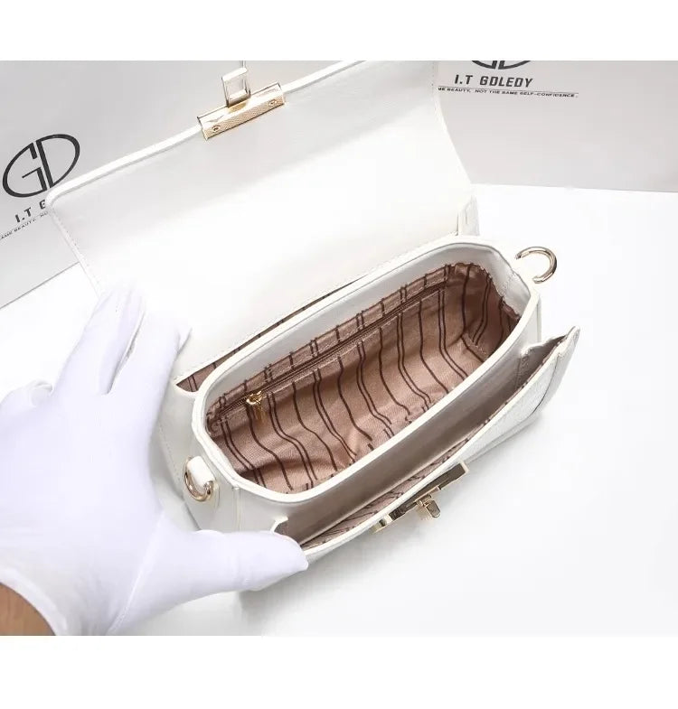 Luxuriöse Designer-Taschen mit hochwertigem Alligator-Prägeleder und zartem Metalldesign, tragbare Umhängetasche für Damen