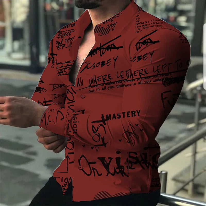 Men's Shirt Fashion Casual White Black Casual Sports English Letters Soft Comfortable Lapel Spring Summer 2023 New Hot Sale XL
