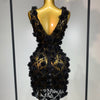 Women Luxury Pink Flowers Pearls Lace See Through Bodycon Mini Dress Birthday Photoshoot Evening Party Nightclub Stage Costume