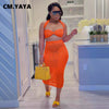 CM.YAYA Crochet Knitted Women's Sets Sleeveless Tops+ Skirts Suits 2024 Summer Two 2 Piece Set Outfit Beach Holiday Tracksuit