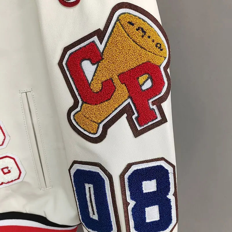 Street Popular Letter Flocking Embroidered Jacket And Coat Men 2023 New Y2K Harajuku Hip Hop Spliced Motorcycle Baseball Uniform