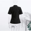 Fashion Women's Stand Collar Blazer Short Sleeve Button Puff Sleeves Solid Lady Top 2025 Summer Autumn Elegant Female Coat
