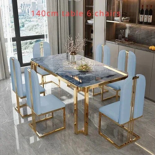 Einzigartige Luxus-Esstischstühle mit modernen Metallbeinen, rechteckiger Esstisch im platzsparenden nordischen Design, Mesa De Comedor Möbel