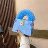 Faux Fur Top Handle Acrylic Party Box Clutch Fashion Purses and Handbags for Women Designer Evening Bag Chain Shoulder Bag