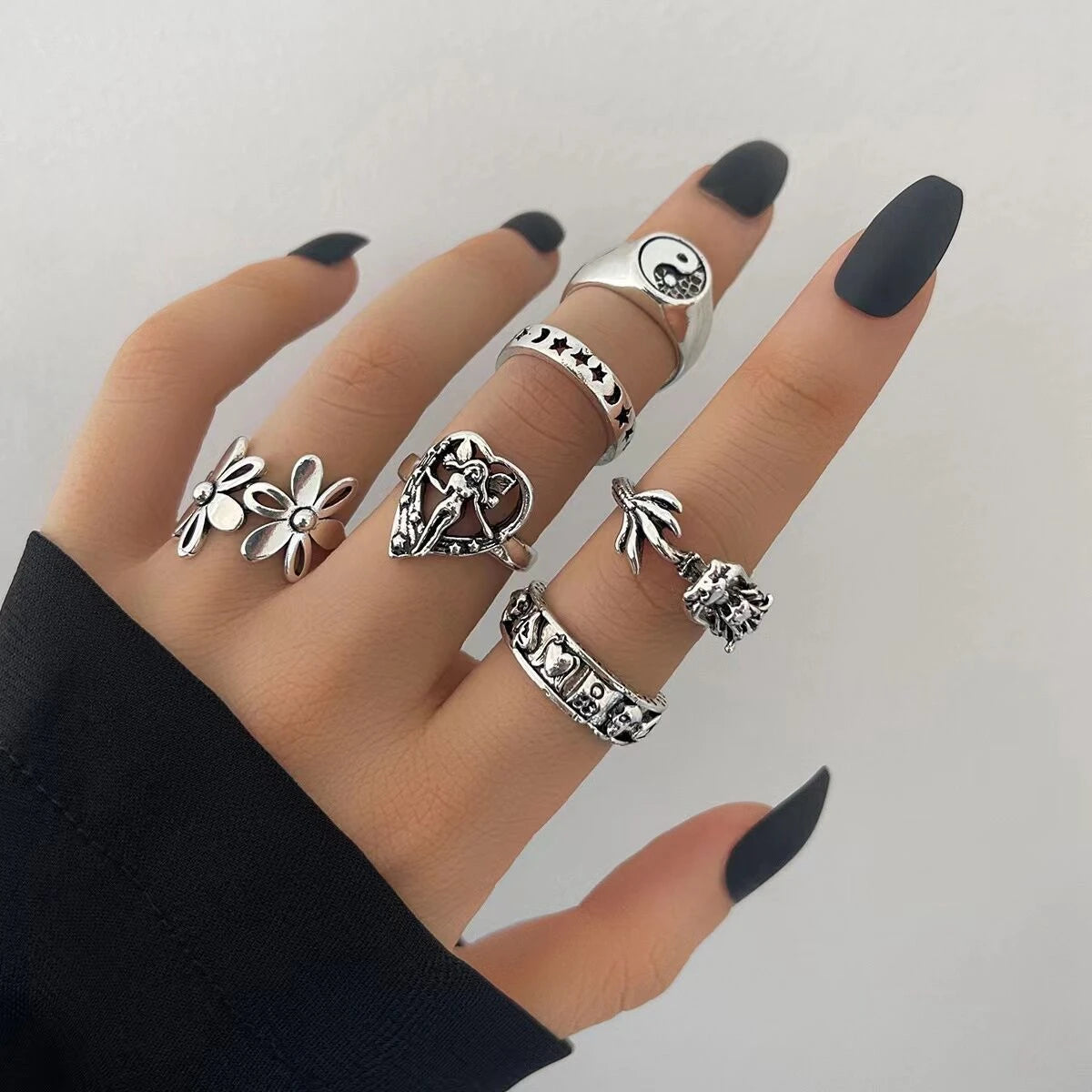 50pc/Lot Jewelry Factory In Stock Finger Rings Women Gold Antique Silver Plate Enamel Opal Crystal Snake Jewelry Party Bar Girl