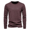 AIOPESON 100% Cotton Long Sleeve Men's T-shirt Solid Color Letter Print Casual T shirts for Men New Spring Tops Tee Men Clothing