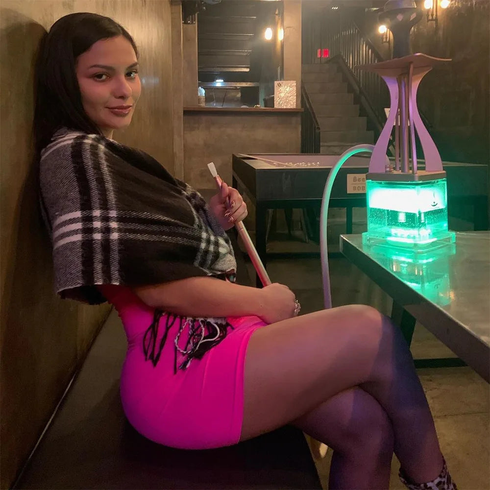 Sexy Trägerloses schulterfreies, pinkfarbenes Bodycon-Kleid für Damen, rückenfreies, schmales Minikleid, Club-Party-Kleider