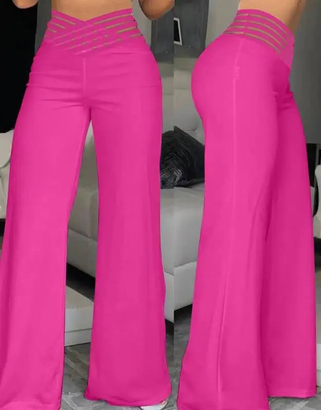 Spring Autumn Elegant High Waist Wide Leg Pants For Women Fashion Loose Long Pant Casual Office Solid Women Clothes New Pant