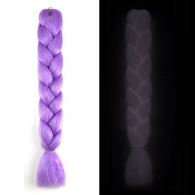 Neon Glowing Hair 24 Inch Ombre Braiding Hair Extensions Jumbo Braid Dark Luminous Braided Pink Green