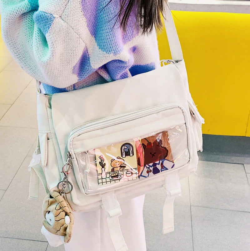 Y2K Waterproof Canvas School Bags Messenger Bag Women Handbags Student Shoulder Bag Fashion Large Capacity Crossbody Bag Itabag