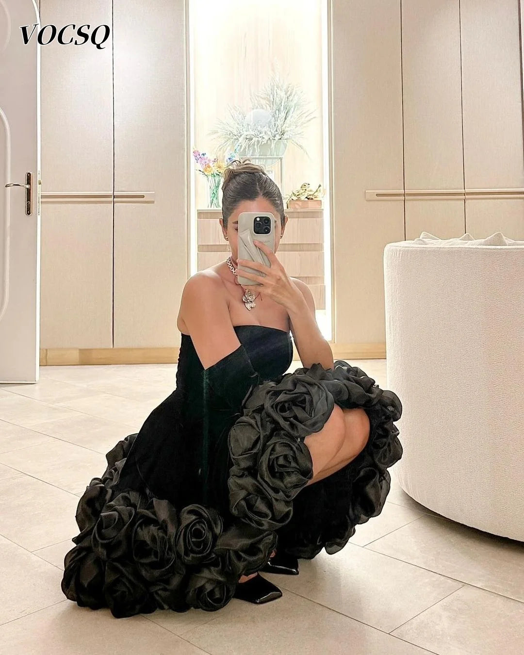 Modern Fashion Short Prom Dresses Luxury Flowers Decorate Evening Dresses فساتين سهرة vestidos bonito para mujer Customized