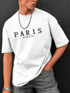 Paris Romantic City Letter Graphic Print Tees Men T-Shirt Summer Loose Clothing Loose Cotton Oversize Tshirt Street Soft Tops