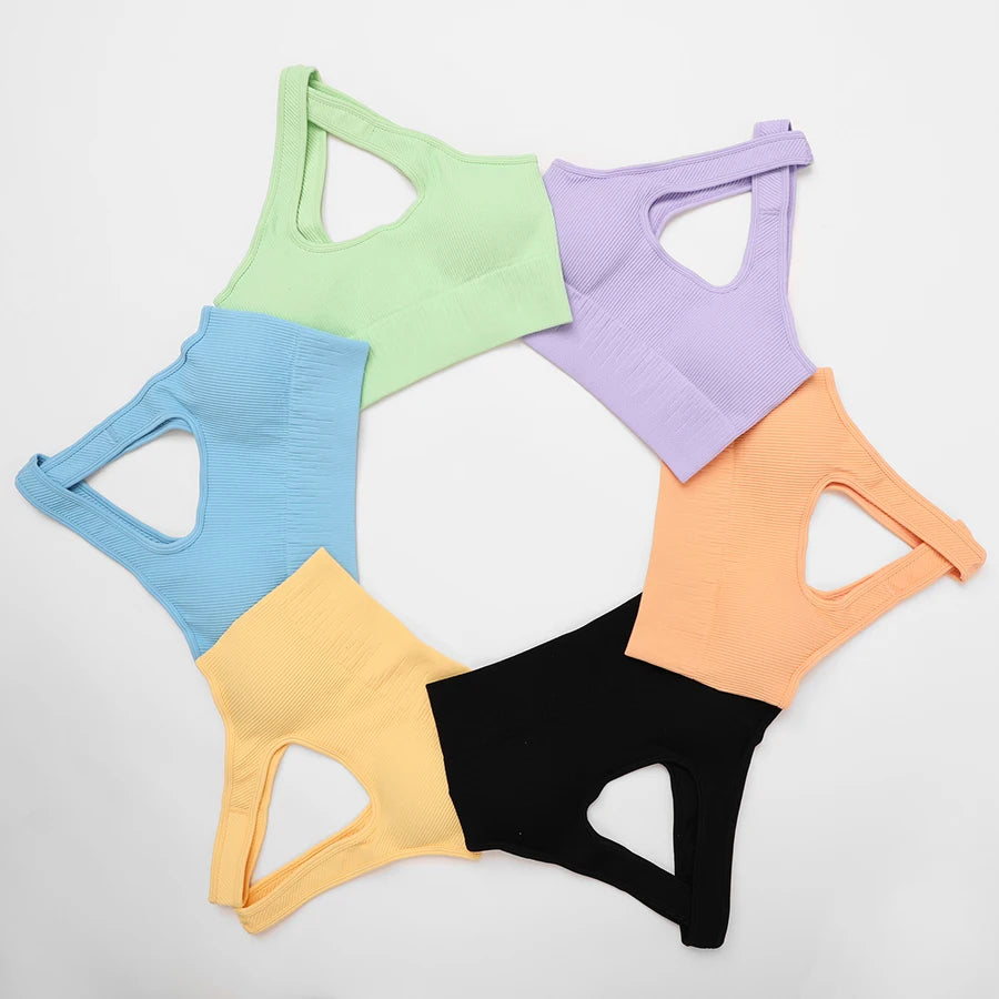 LANTECH Sports Bra Yoga Sportswear Joggings Running Top Training Women Fitness Gym Bra Seamless Workout Activewear Push Up