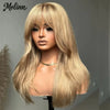 Honey Caramel Ombre Wig Layered Straight Lace Front Wig With Bangs Honey Blonde 13x4 HD Lace Wig Clearance Synthetic For Women