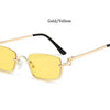 Halbrahmen Eckige Sonnenbrille für Damen Luxusmarke Kleine Metall Retro Rechteckige Schwarze Sonnenbrille Damen Mode Brille
