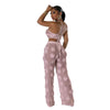 Women Two Piece Pant Sets Sexy Hollow Out Vest Sleeveless Tanks Tops Splice Long Pants Drawstring Streetwear Summer 2025