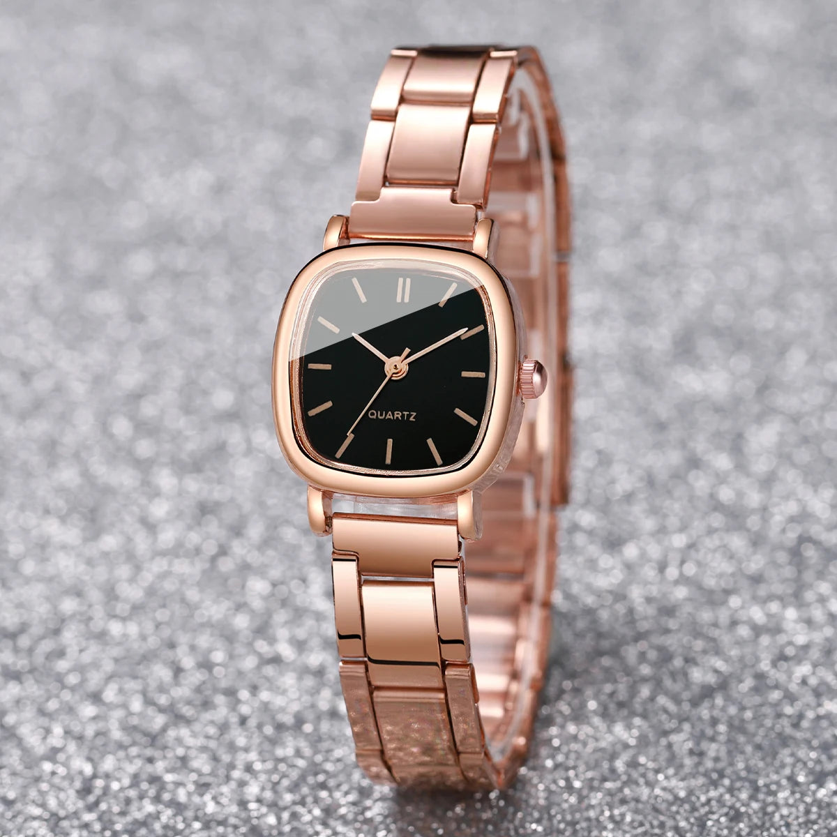 2 Teilesatz Damen Mode Edelstahl Quarzuhr & Liebe Herz Armband