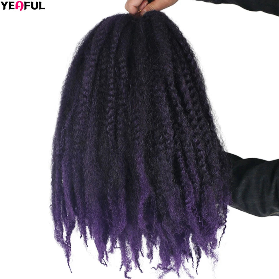 Yeaful 18 Inch Synthetic Marley Twist Braiding Hair Red Black Brown Ginger Bug Blonde #4 Pre Looped Marley Twists Crochet Hair