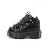 2024 NEW Punk Style Women Shoes Lace-up heel height 6CM Platform Shoes Woman Gothic Ankle Rock Boots Metal Decor Woman Sneakers