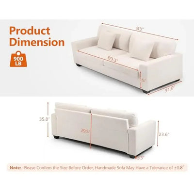 Modernes Samtsofa mit Knopfheftung, 3-Sitzer, bequeme Wohnzimmercouch, strapazierfähiger, weicher Stoff, tiefer Sitz, einfache Montage, Home Office