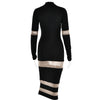 Articat Mesh Patchwork Perspective Long Sleeve Dress For Women's Tight Fit Midi Female Dress Fashion Street Party Club Vestidos