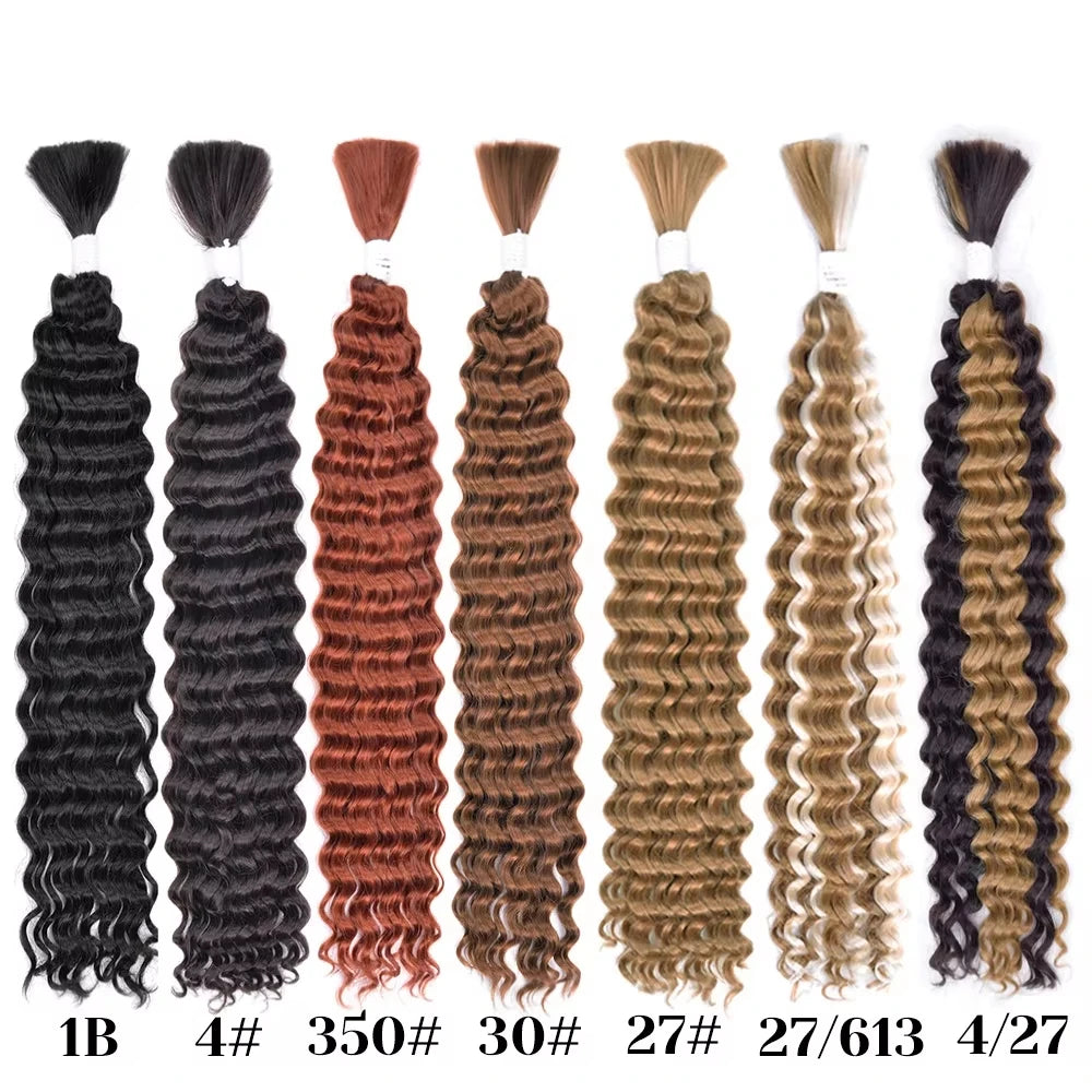 Synthetic Bulk hair for Braiding Wet and Wavy Micro Braiding No Weft Faux Deep Wave Braiding Hair Extensions for Box Boho Braids
