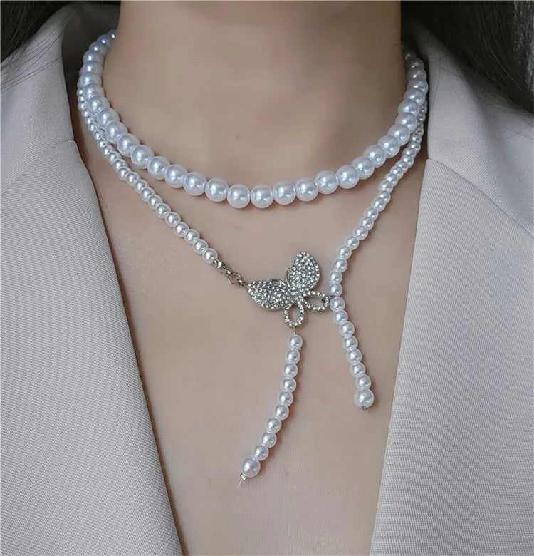 Luxuriöses Vintage dreilagiges Perlen-Collier, 2024 neue Trend-Schmuckmode Damen Halskette für den Hals Partygeschenk