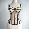 Women Luxury Mesh Corset Bustier Transparent Bodices With Cups Waist Slimmer Lace Up Steel Bone Tight Fitting Tube Tops Costume