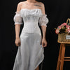 Women Abdomen Tight Corset Crops Under Bust Bustiers Breathable Mesh Waist Girdle With Bones Slimming Lace Up Bodices