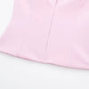 HH Women Pink 2 Piece Set Sexy V-Neck Sleeveless Backless Suspender Zipper Top+High Waist Back Pocket Mini Skirts Shorts Y2K