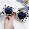 Quadratische Luxus Diamanten Sonnenbrille Damen Punk Mode Strass Sonnenbrille Weiblich Glänzend Sexy Gelbe Linse Brille Schatten Handgemacht
