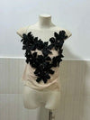 DEAT Fashion 3D Flower Design Backless Camisole For Women Spring New Arrival Trendy Mesh Outwear Sling Vests Female 11A03412