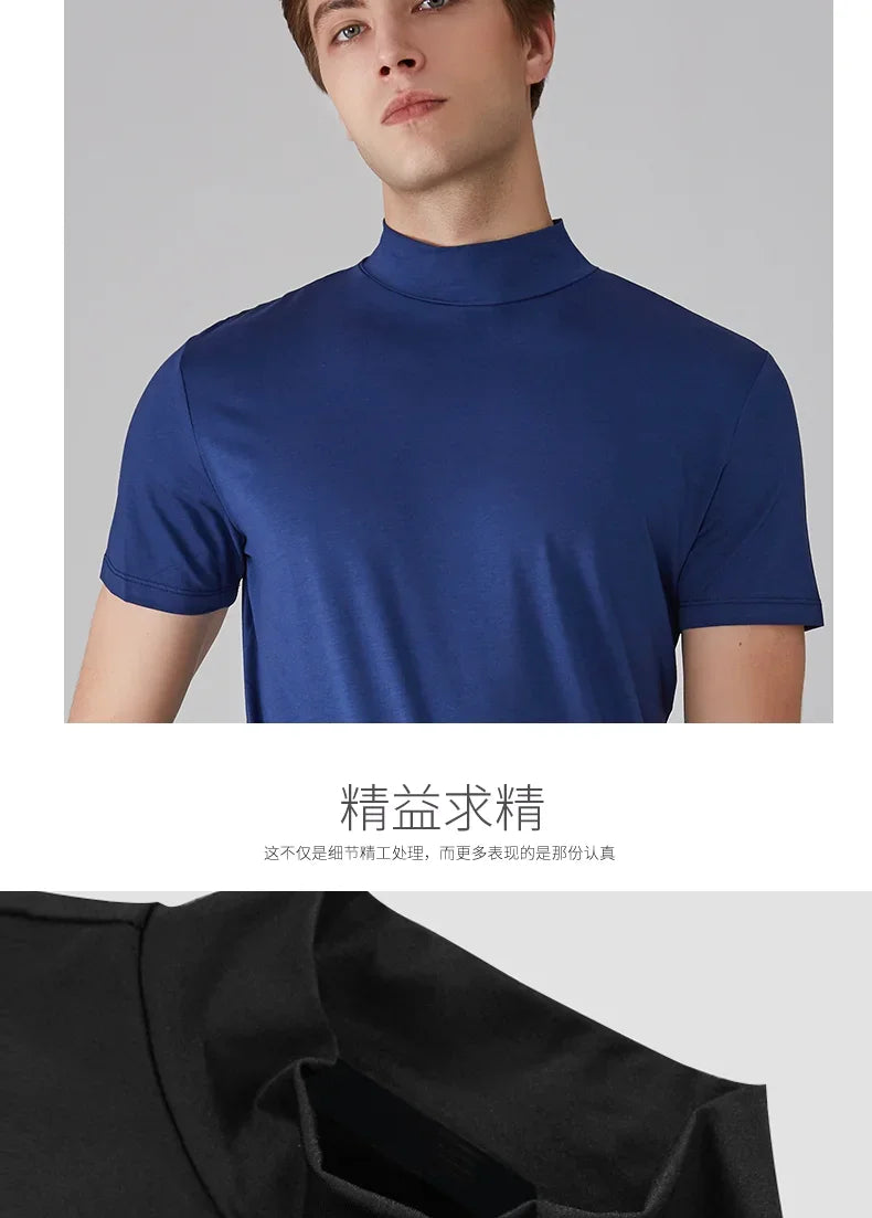 Long Sleeve T-shirt Thermal Underwear Tops Men Winter Clothes Thermal Shirt Autumn Men's Winter Tights High Neck Thin Slim Fit